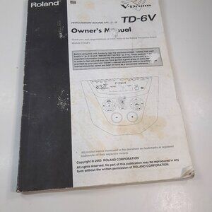 Roland TD-6V Percussion Drum Module Original Owners Manual instructions TD6V